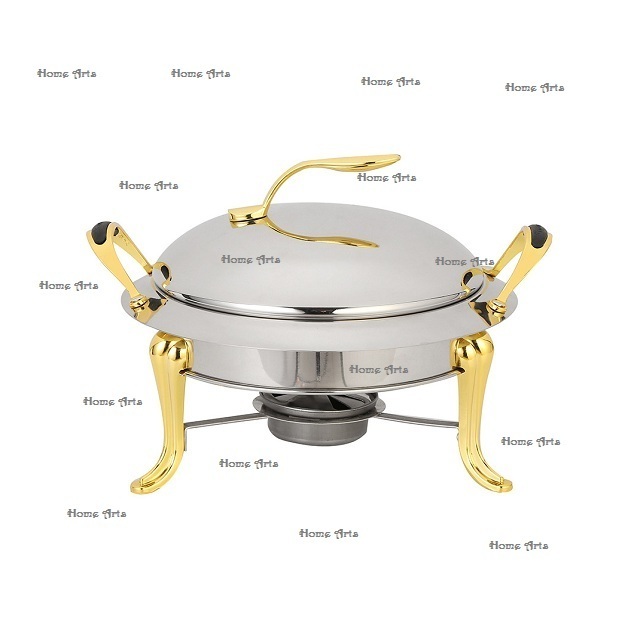 Unique Design Steel And Brass Chafing Dish Premium Quality Round Shape Serving Dish For Wedding Party Used