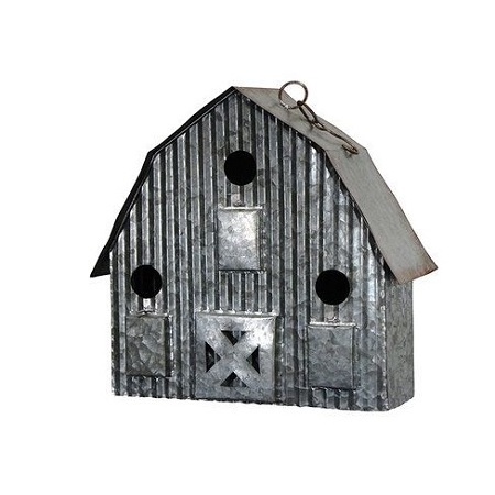 Handmade Galvanized Bird House With Wood Handle Unique Design Medium Size Bird House For Home Garden Use