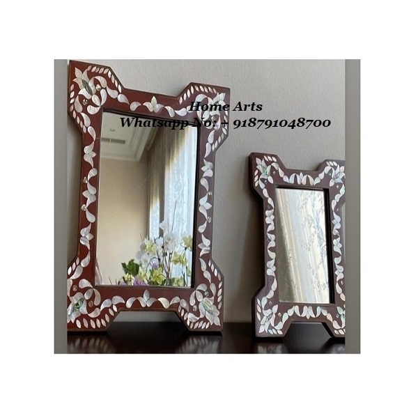 Marvelous design wall hanging mirror frame outdoor and indoor wood and mother of pearl mirror frame for sale