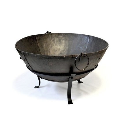 Classic Design Round Big Black Bowl Pure Iron Barbeque Fire Pit With Pure Iron Stand For Outdoor Usage