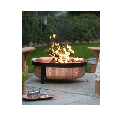 Copper Hammered Fire Pit With Solid Iron Stand