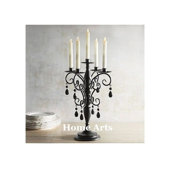 Premium Quality Black Color Crystal Candelabra With Classic Design Aluminium Candelabra For Top Selling