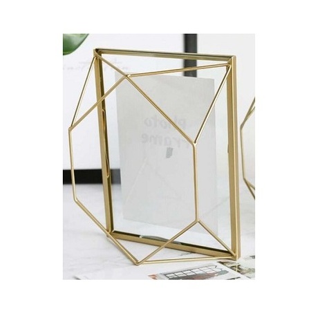 Finest Quality Brass And Glass Wall Hanging Photo Frame Hexagon Shape Glass Photo Frame At Attractive Price