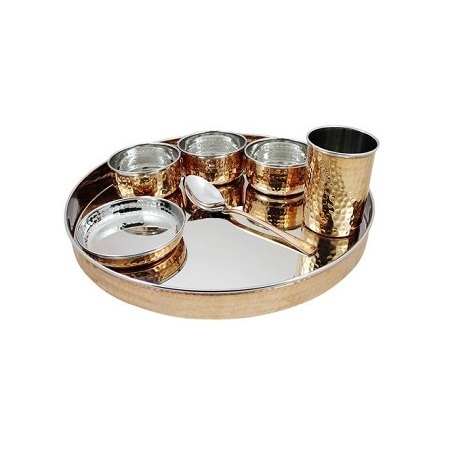 Antique Design Brass Dinner Plate Set Top Quality Gold Color Wedding Event Party Thali Set For Hot Sale