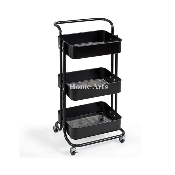 Restaurant Iron And Wood Cart Food Serving Trolley Handmade 3 Tier Customized Shape Food Serving Trolley