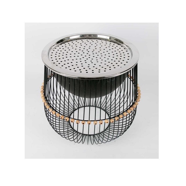 Fire Pit Iron Black Color Wire Mesh Stand Iron Round Bowl With Stainless Steel Lid For Burning Fire Pit