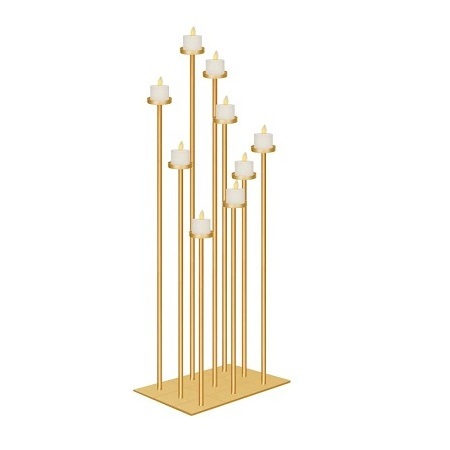 Designer 7 Arm Brass Candle Stand Handmade Round Shape Gold Color Wedding Centerpiece Candle Stand