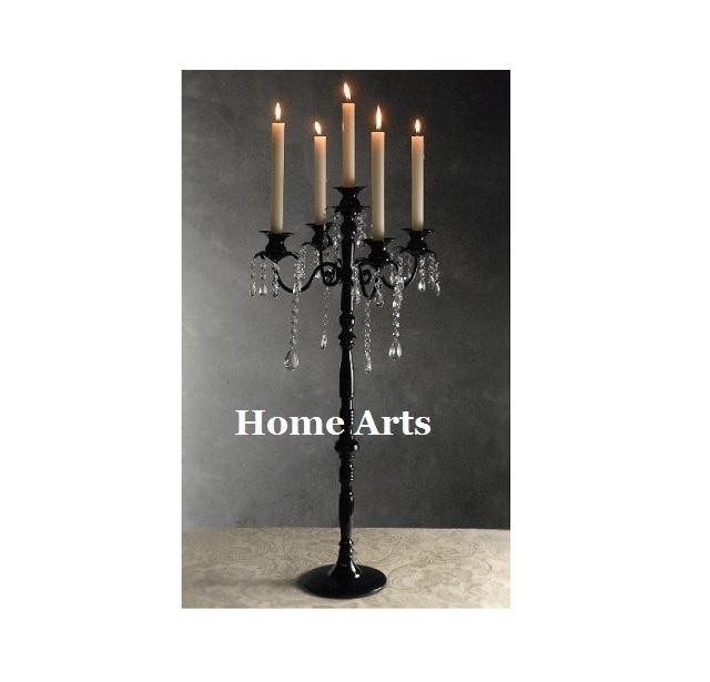 Premium Quality Black Color Crystal Candelabra With Classic Design Aluminium Candelabra For Top Selling