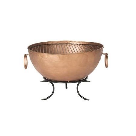 Finest Quality Copper Fire Pit With Chimney Customized Size Shape Copper Fire Pit With Iron Stand For Sale