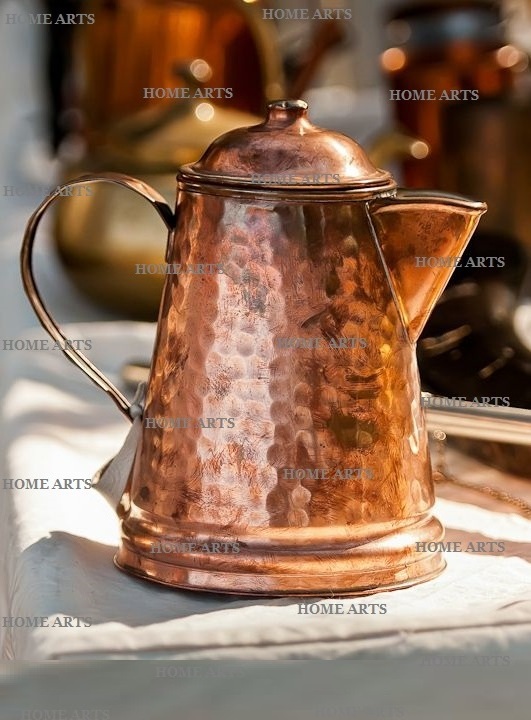 Handmade Hammered Copper Coffee Tea Serving Kettle Top Quality Round Shape Tea Kettle For Restaurant Use