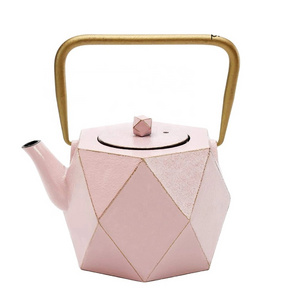 2022 New Design Japanese Diamond Tea Kettle 0.8L enamel chinese cast iron teapot with Stainless Steel Infuser