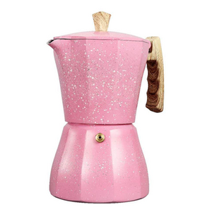 2022New design stock pink stove top portable filter aluminum 300ml moka mocha coffee pot