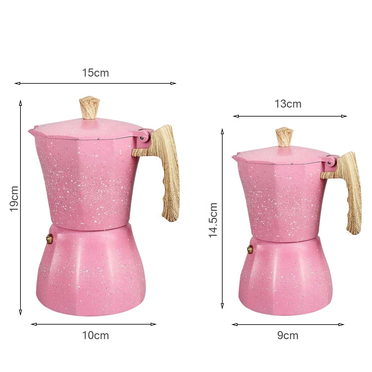 2022New design stock pink stove top portable filter aluminum 300ml moka mocha coffee pot