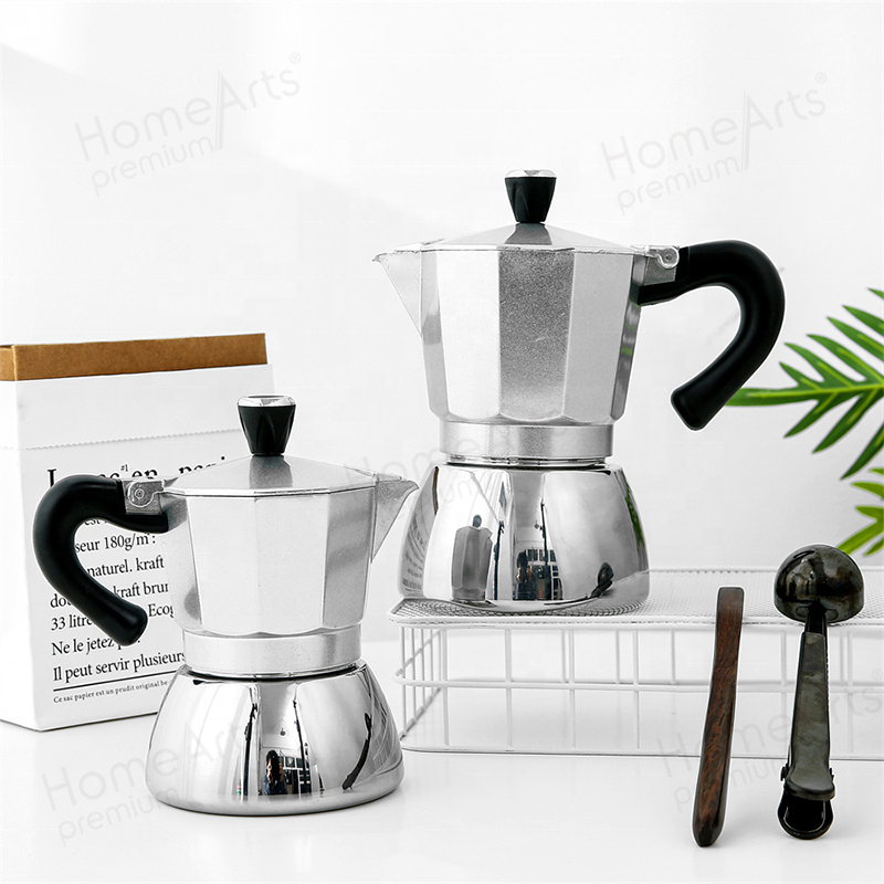 2022 New arrival stainless steel 430 manual espresso aluminum italian moka pot coffee maker for induction cooker