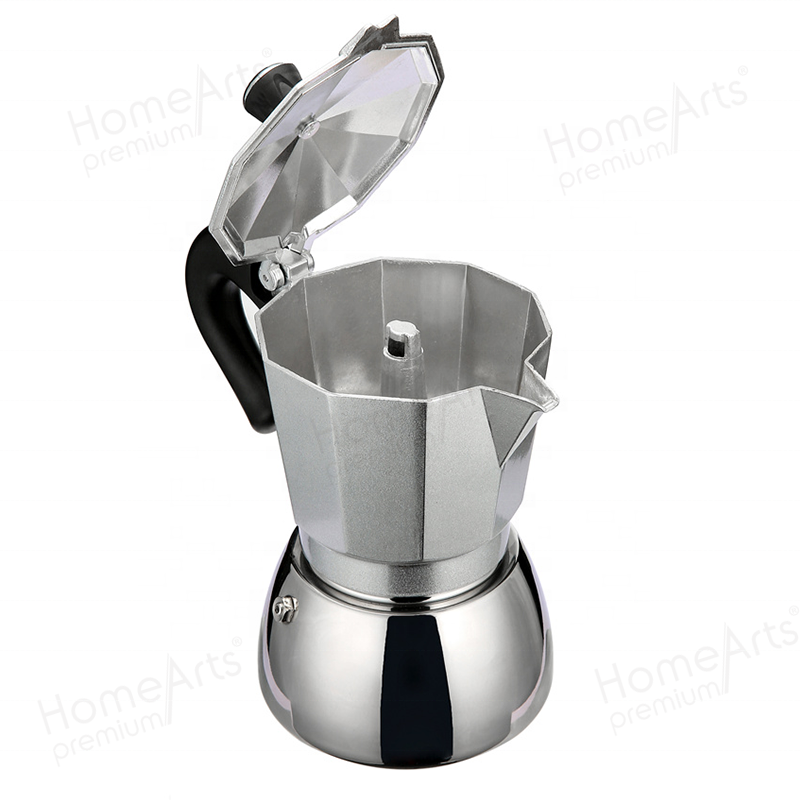 2022 New arrival stainless steel 430 manual espresso aluminum italian moka pot coffee maker for induction cooker