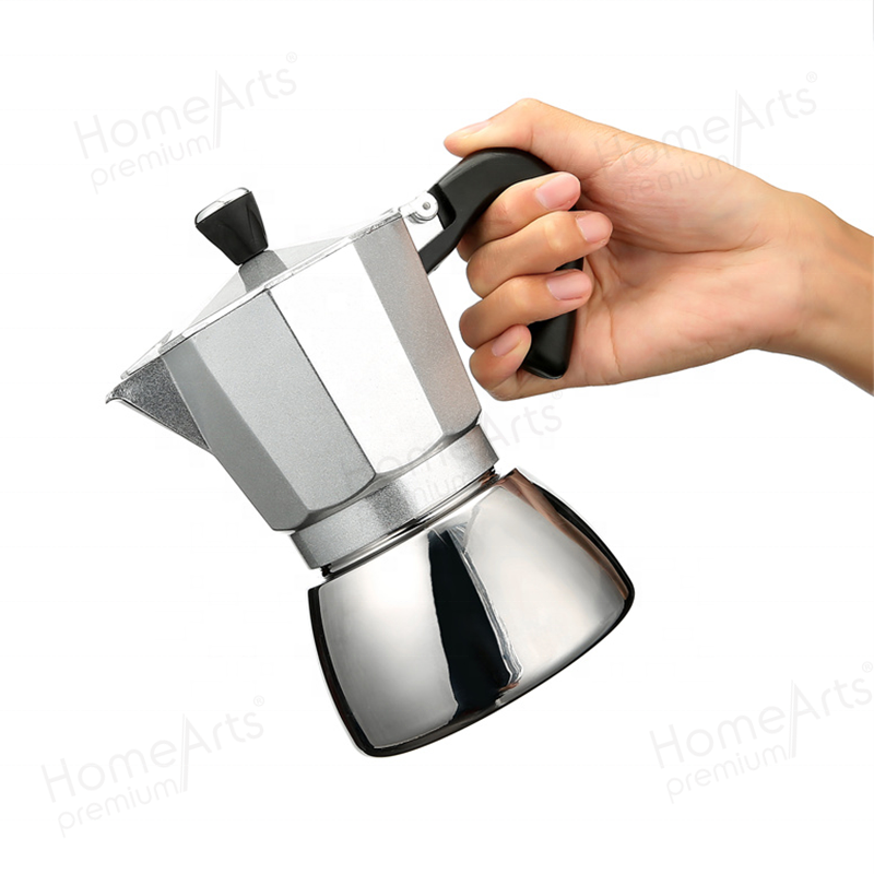 2022 New arrival stainless steel 430 manual espresso aluminum italian moka pot coffee maker for induction cooker