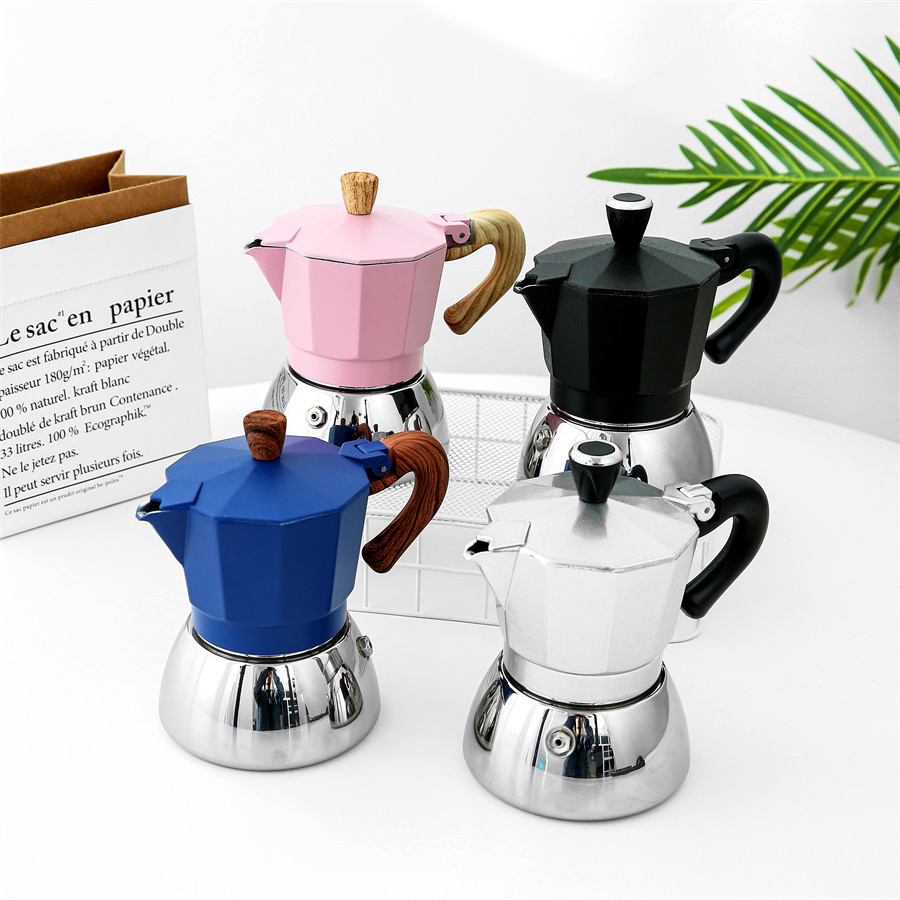 Italy Bialetti Stainless Steel Moka Coffee Pot Espresso Coffee Maker Moka Pot Black Moka Pot Set