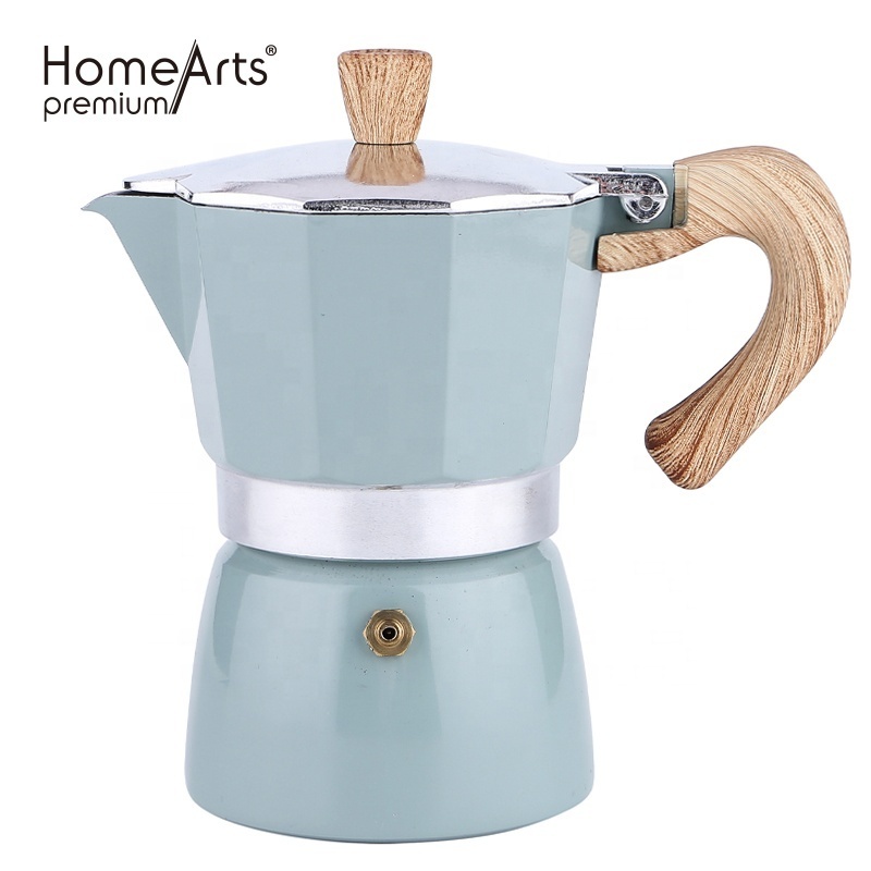 Popular Colour Aluminum Coffee Maker 3 Cup Moka Pot Silver Valve Stovetop Espresso Maker Make Delicious Coffee At Home