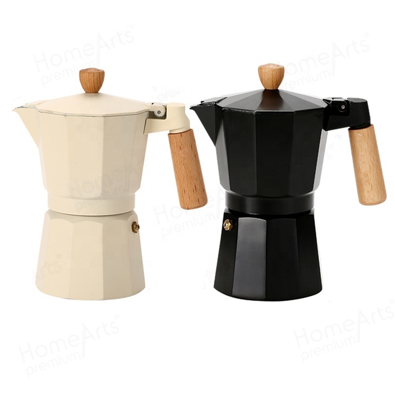 3/6 cup Aluminium white portable mini stove top espresso mocha moka pot coffee maker