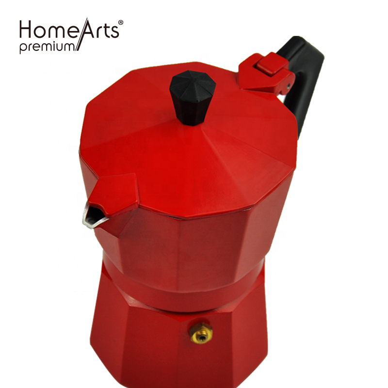 Customized Logo Red Aluminium Percolator Pot Moka Pot Espresso Coffee Maker Portail Expreso Italiana Cafetera