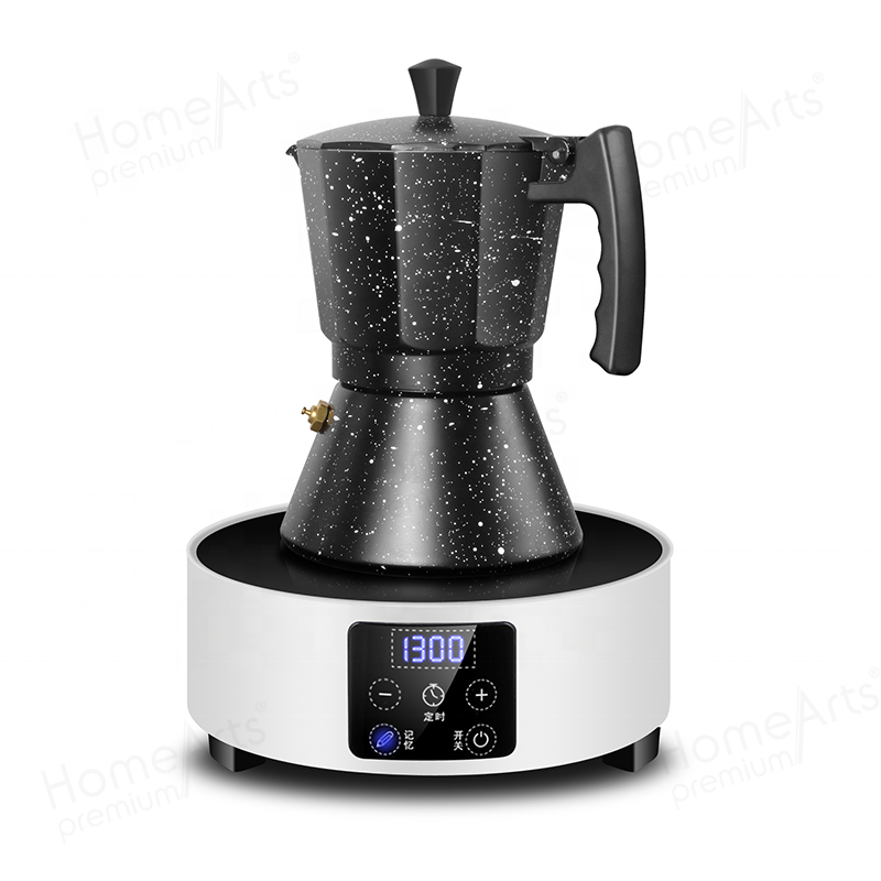 Hot sale 3/6 cups Aluminum stove top induction black moka pot coffee maker for gas