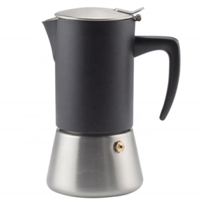 Hot sale 304/430 Stainless Steel Portable Induction Stovetop Moka Pot Matte Black Espresso Coffee Maker 2/4/6 Cups