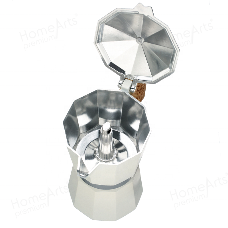 3/6 cups aluminum stove top bialetti coffee maker moka pot with wooden effect handle