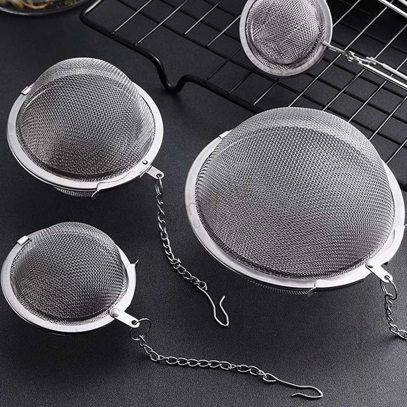 Hot selling food grade Tea Accessories round ball shape metal mesh stainless steel Wholesale tea infuser fine strainer