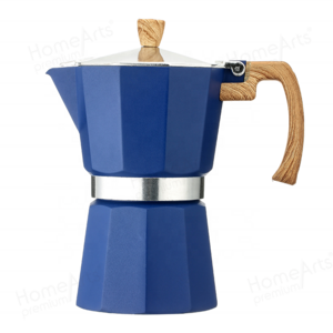 Stock 3/6 cups food grade aluminum stove top bialetti coffee maker moka pot with wooden effect handle