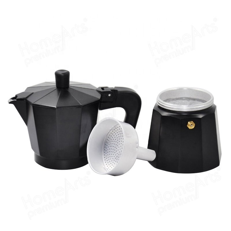 Italy Matte Black Aluminum Custom Italian Bialetti Mocha Pot Coffee Maker Machine Moka Pot