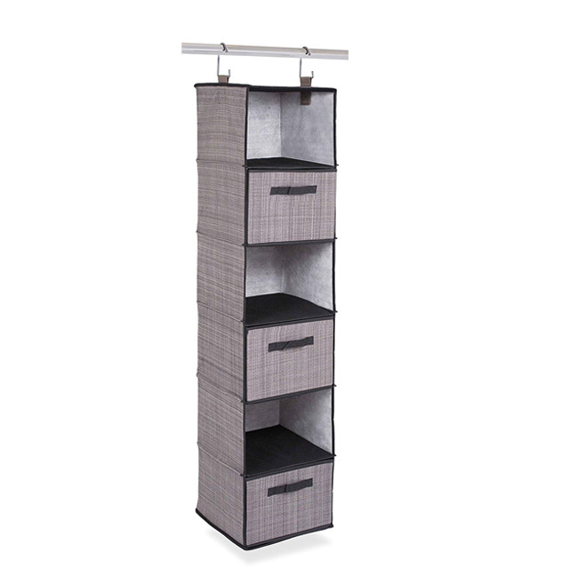 Eco-friendly Fabric Hanging Shelves Closet Organizer with Drawers