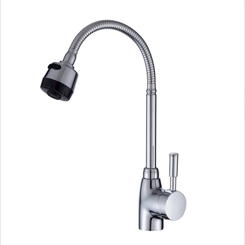 Flexible kitchen Faucet with Sprayer  hose Spout and Forward Only Lever Handle Chrome Finish  water Tap