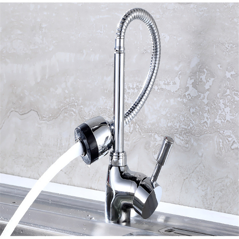 Flexible kitchen Faucet with Sprayer  hose Spout and Forward Only Lever Handle Chrome Finish  water Tap