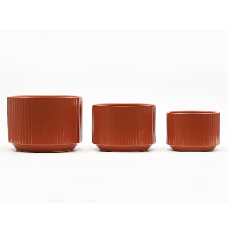 Set Of 3 Reactive Glaze White Terracotta Flowerpot 9.5+8+6.5 Inch Planter Pots With Drainage Hole