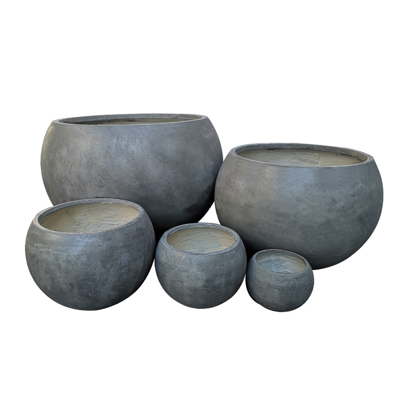 Garden Large Round Fiberstone Maceteros Grandes Exterior Fiber Clay/Cement/Resin Sphere Planters