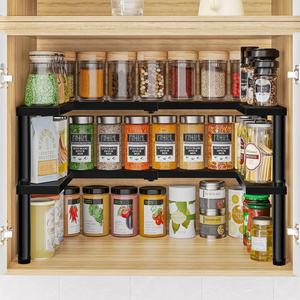 Spice Rack Organizer,Expandable Metal Seasoning Organization,2 Tier Spice Storage Shelf for Cupboard Pantry