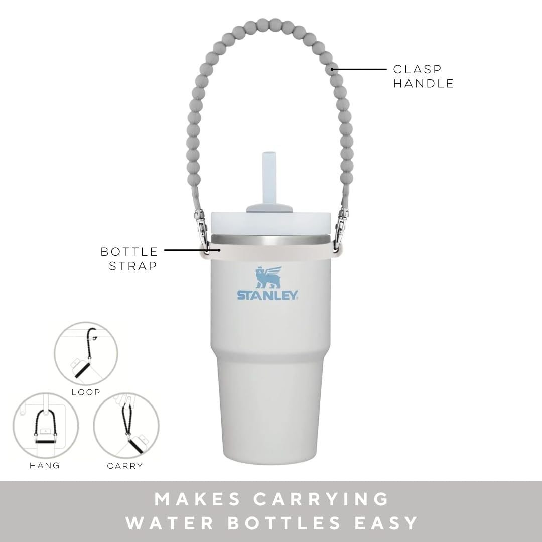 Water Bottle Handle - Water Bottle Sling, Carrier, Holder with strap - Soft Durable Silicone - Fits Most 8-40oz Bottles