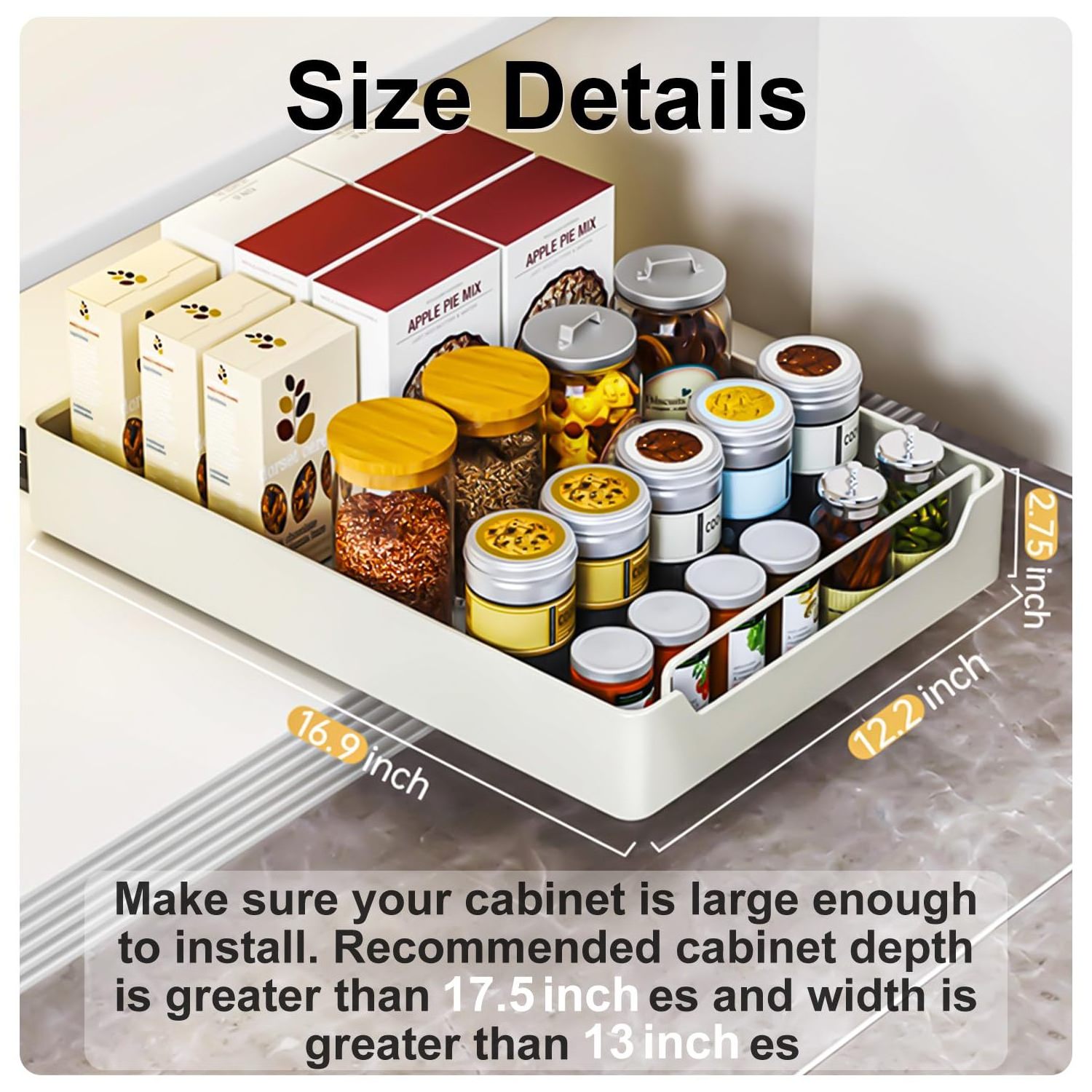 Pull Out Cabinet Organizer Fixed With Adhesive Nano Film, Heavy Duty Slide Out Pantry Shelves, Sliding Drawer Pantry Shelf