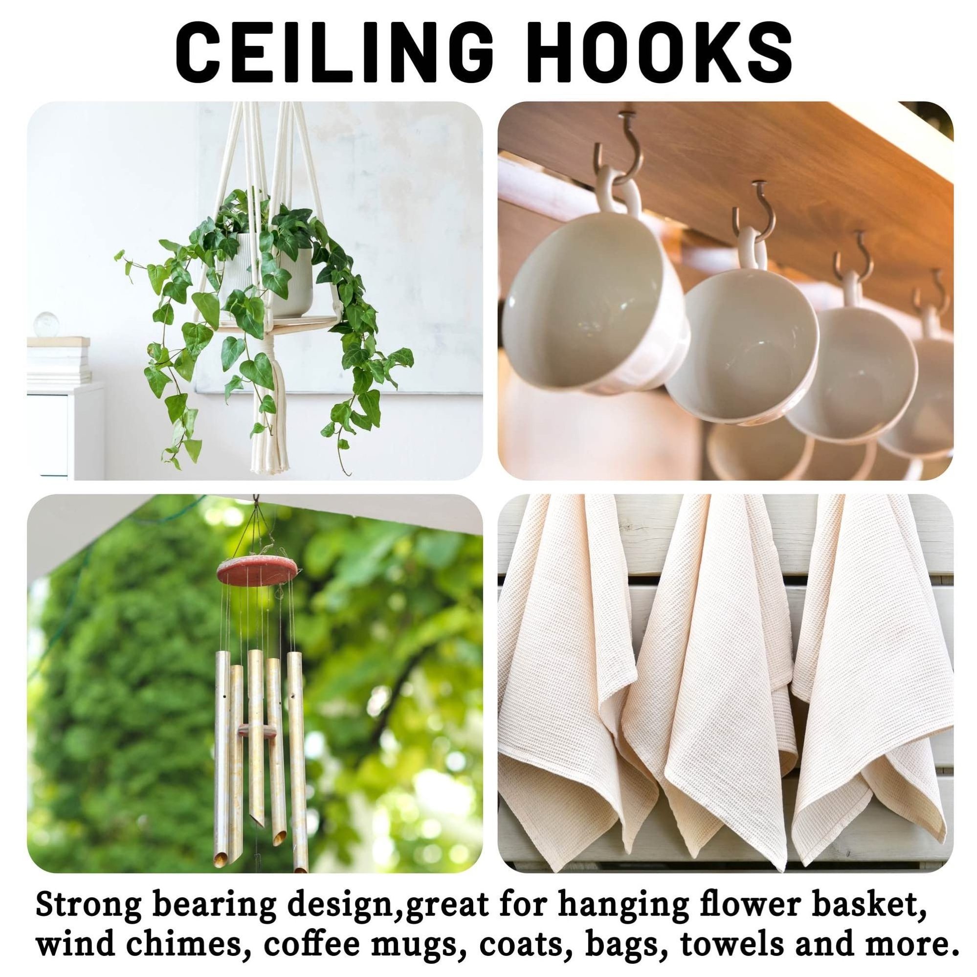 Ceiling Hooks for Hanging Plants, Iron Plant Hanger for Wall Mount