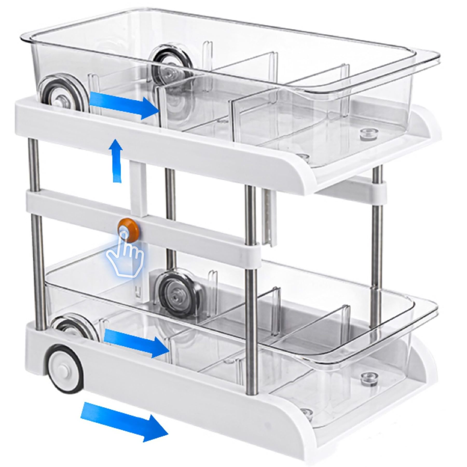 Upgrade Height adjustable 2 Tier Clear Organizer with Dividers, Under Sink Organizers  Bathroom Cabinet Organization