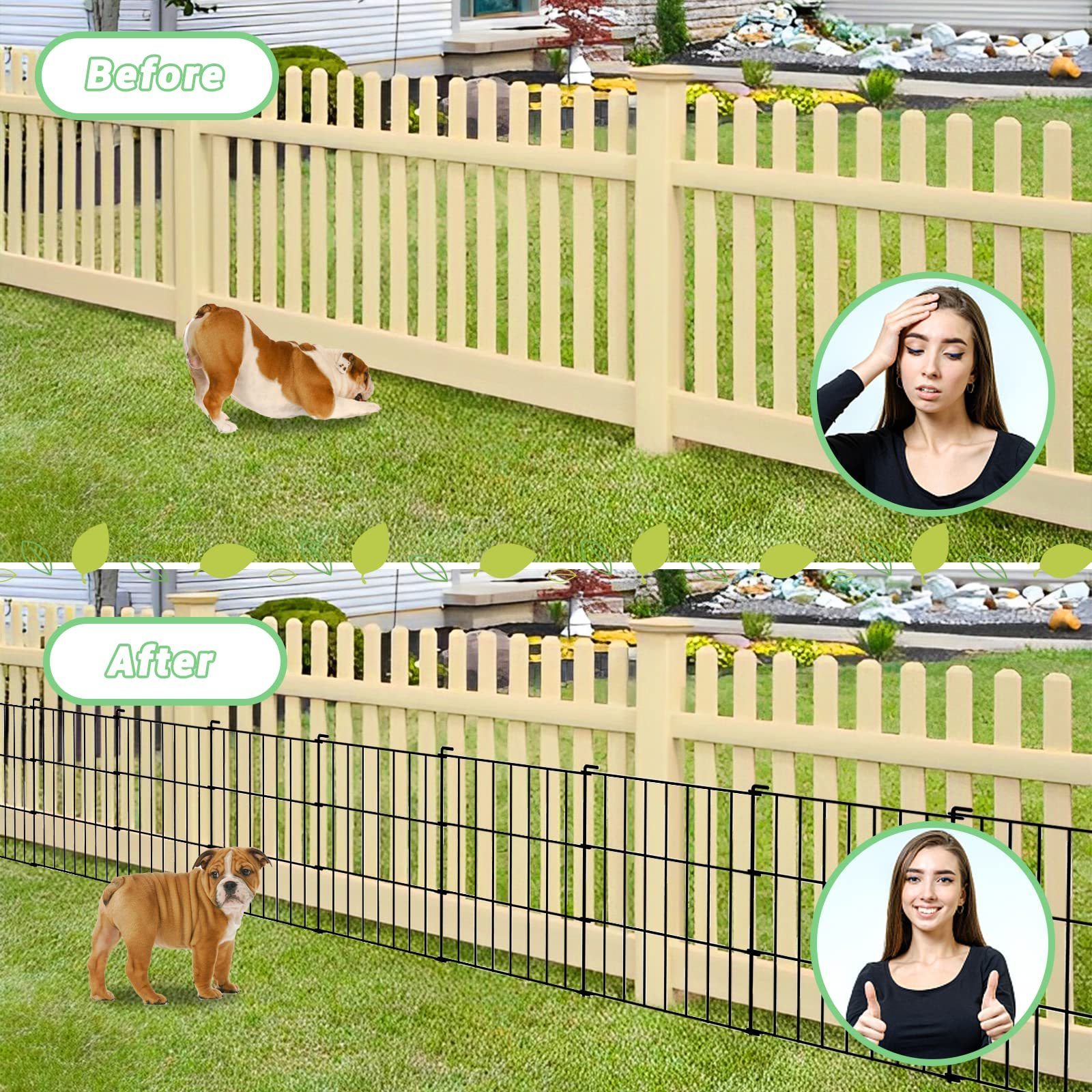 Garden Fence 10 Pack  No Dig Dog Animal Barrier Fence Rustproof Metal Wire Panel Border Animal Ground Stakes Fencing for Garden