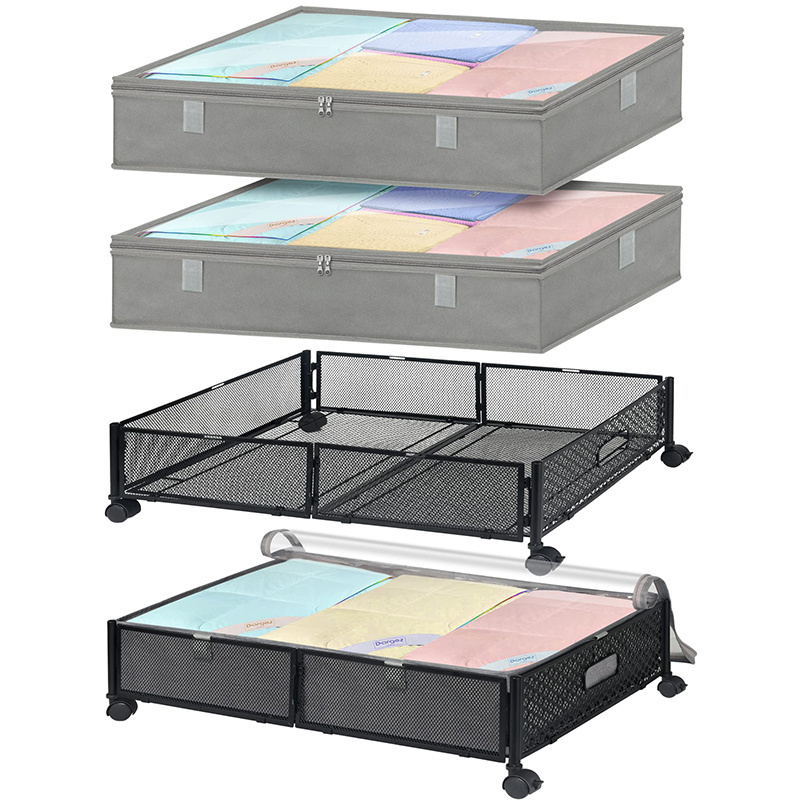 i Under Bed Storage with Wheels & Removable Bags, 2 Pcs Under bed Storage Containers Rolling Drawers