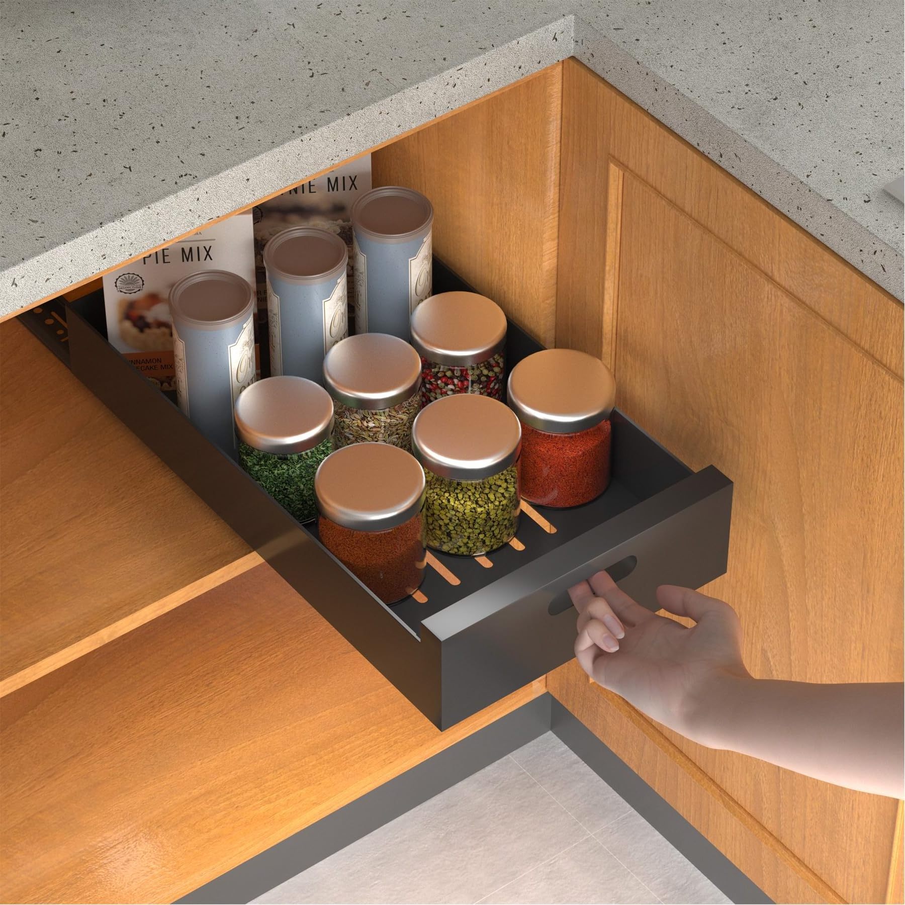 Pull Out Kitchen Cabinets Organizer Drawer, 10-Inch Wide Sturdy Carbon Steel Slide-Out Shelves for Pantry and Bathroom Vanity