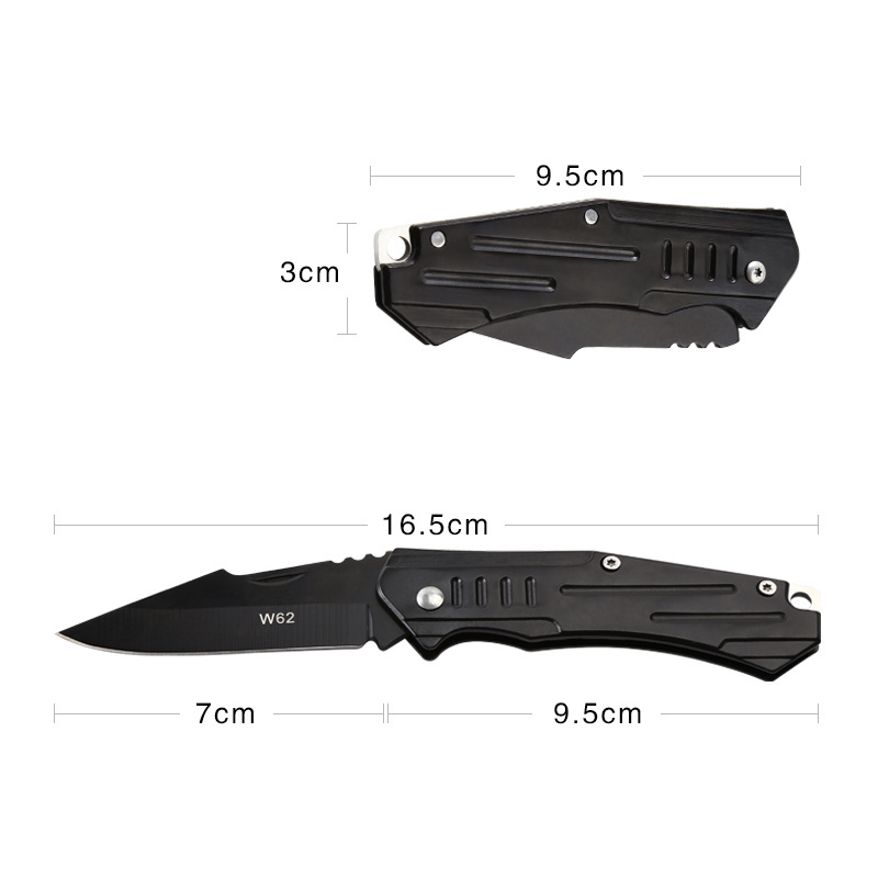 Stainless Steel Blade and Black Handle Folding Pocket Knife