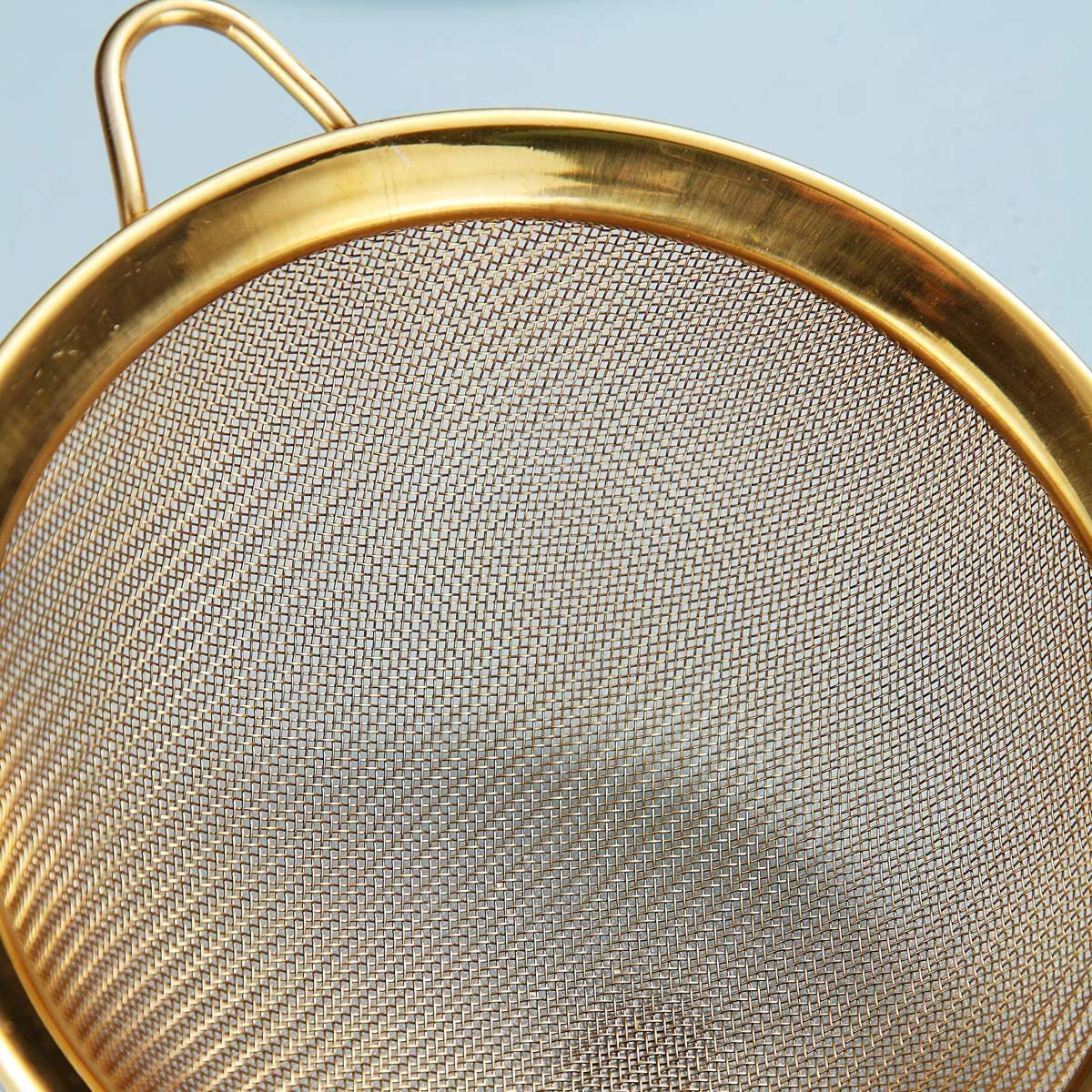 Gold Fine Mesh Strainer 3 Pieces Set Golden Flour Sifter for Baking Stainless Steel Colander