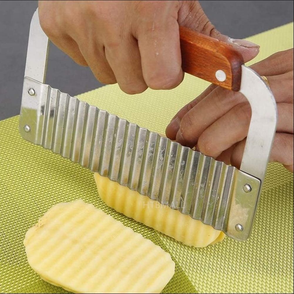 Crinkle Potato Cutter, Wavy Chopper Knife, Upgraded Stainless Steel Blade