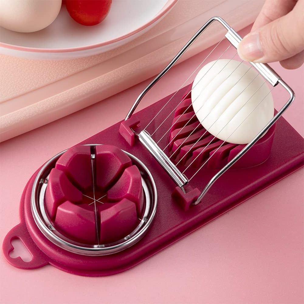 Multifunctional 2 in 1 egg cutter stainless steel quality egg slicer for boiled egg tools set