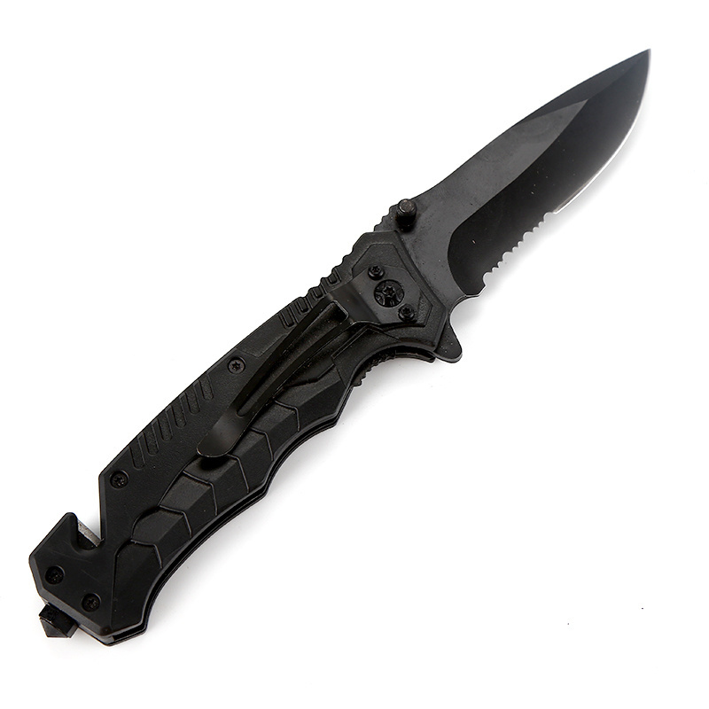 Folding Pocket Survival Knife with Black Handle for Hunting Camping Outdoors