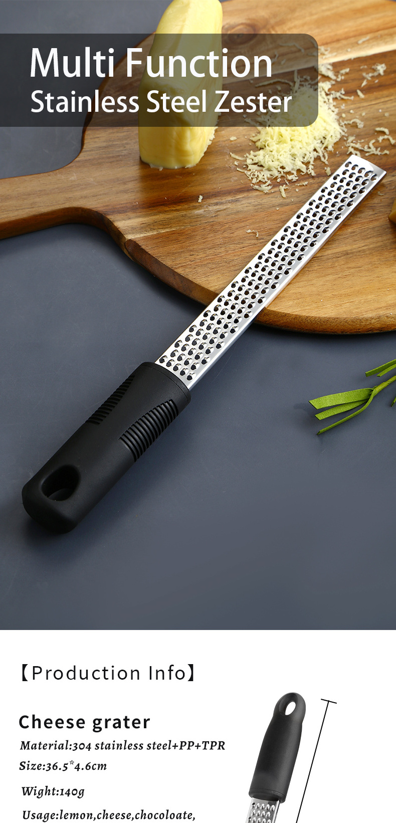 Citrus Zester and Cheese Grater  Premium Non-Slip Grip Handle Dishwasher Safe Lemon Zester  Chocolate Ginger Grater