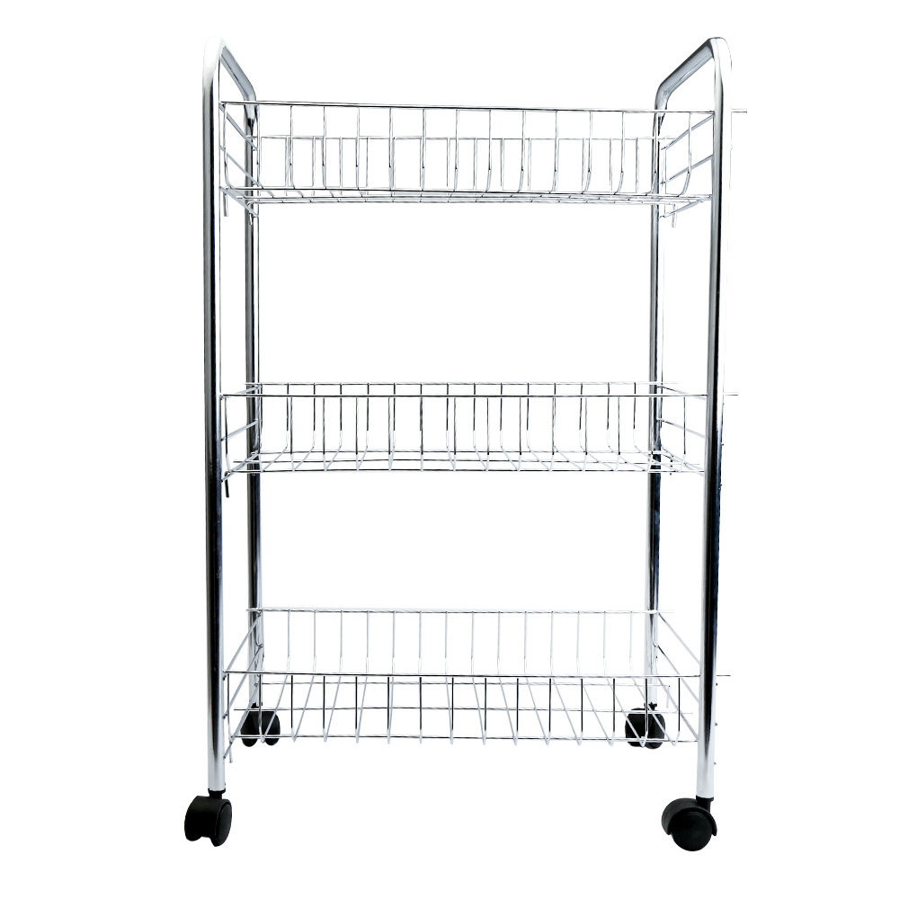 3-Shelf Shelving Storage Unit on Wheel Casters Metal Organizer Wire Rack